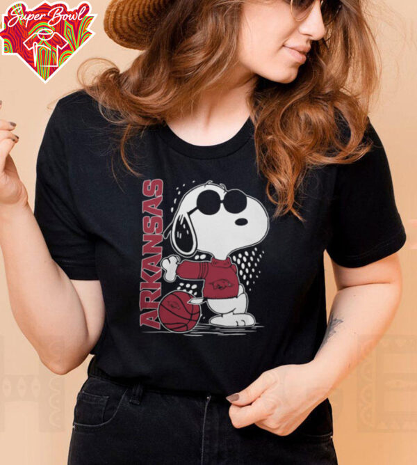 Snoopy The Peanuts Arkansas Razorbacks Basketball Shirt