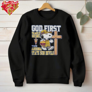Snoopy Walking God First Family Second Then Arizona State Sun Devils