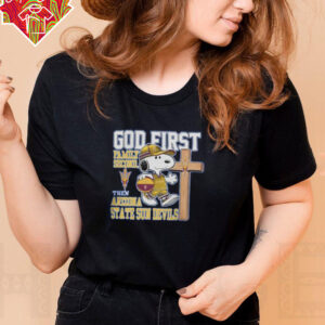 Snoopy Walking God First Family Second Then Arizona State Sun Devils