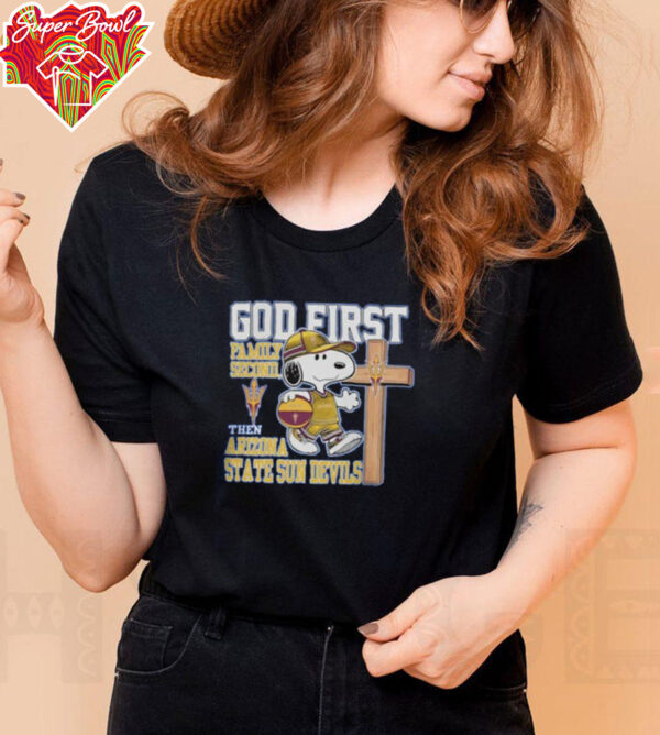 Snoopy Walking God First Family Second Then Arizona State Sun Devils