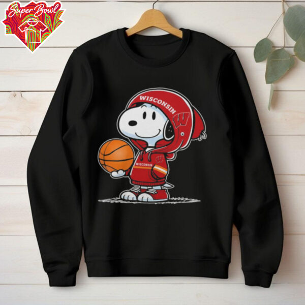 Snoopy Wearing Wisconsin Badgers Basketball Shirt