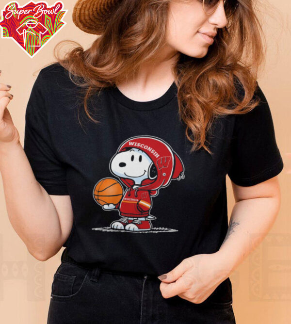 Snoopy Wearing Wisconsin Badgers Basketball Shirt