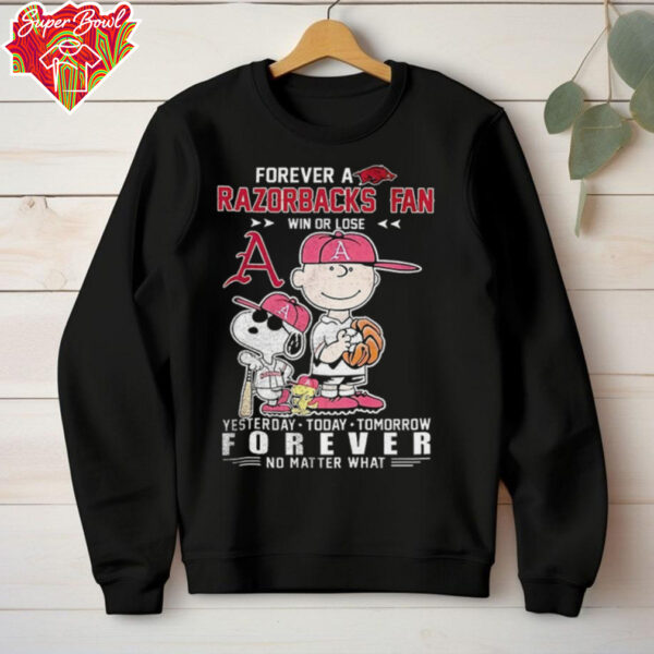 Snoopy forever a Razorbacks fan win or lose forever no matter what shirt