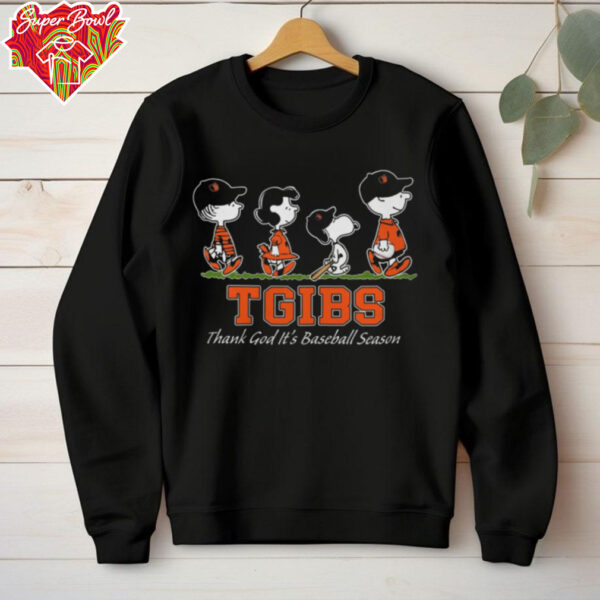 The Peanuts x Baltimore Orioles Tgibs Thank God It’s Baseball Season Shirt Black