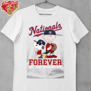 Washington Nationals Peanuts Snoopy x Charlie Brown x Woodstock Forever Not Just When We Win Logo T Shirt