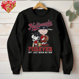 Washington Nationals Peanuts Snoopy x Charlie Brown x Woodstock Forever Not Just When We Win Logo T Shirt