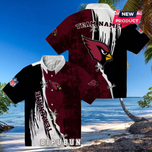 Arizona Cardinals Custom Edgy Streaks Hawaiian Shirt
