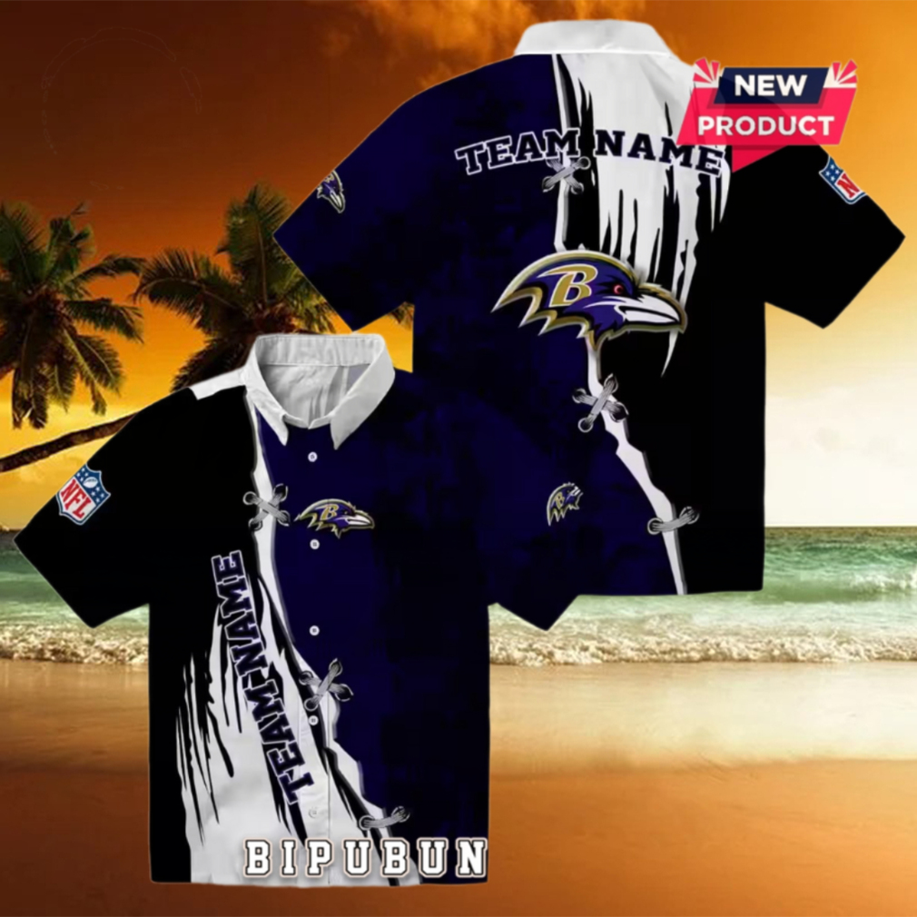 Baltimore Ravens Custom Edgy Streaks Purple Hawaiian Shirt Baltimore Ravens Custom Edgy Streaks Purple Hawaiian Shirt