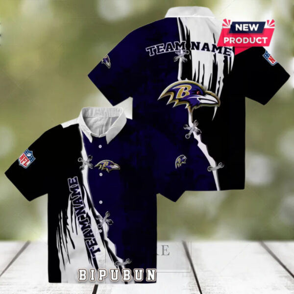 Baltimore Ravens Custom Edgy Streaks Purple Hawaiian Shirt