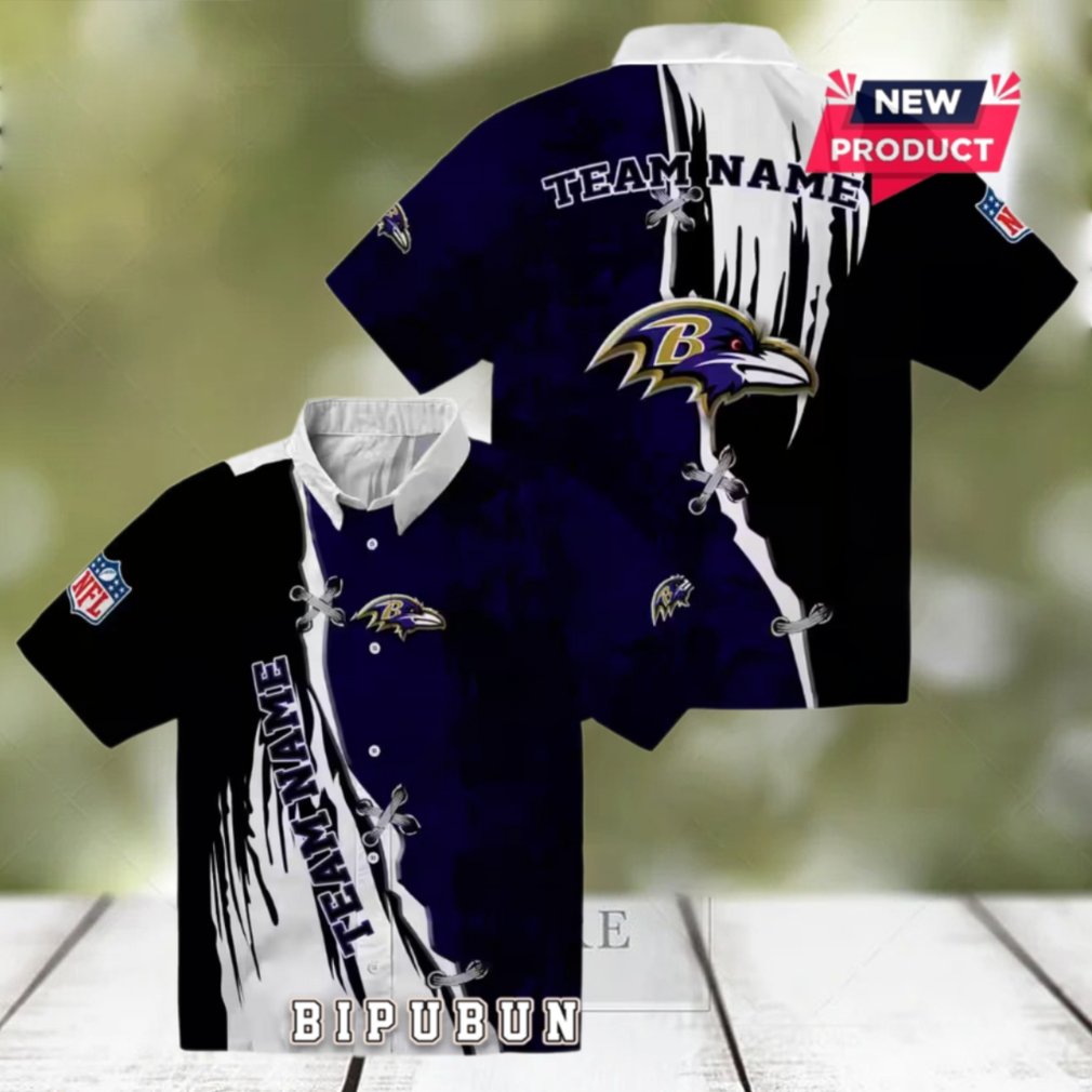 Baltimore Ravens Custom Edgy Streaks Purple Hawaiian Shirt Baltimore Ravens Custom Edgy Streaks Purple Hawaiian Shirt