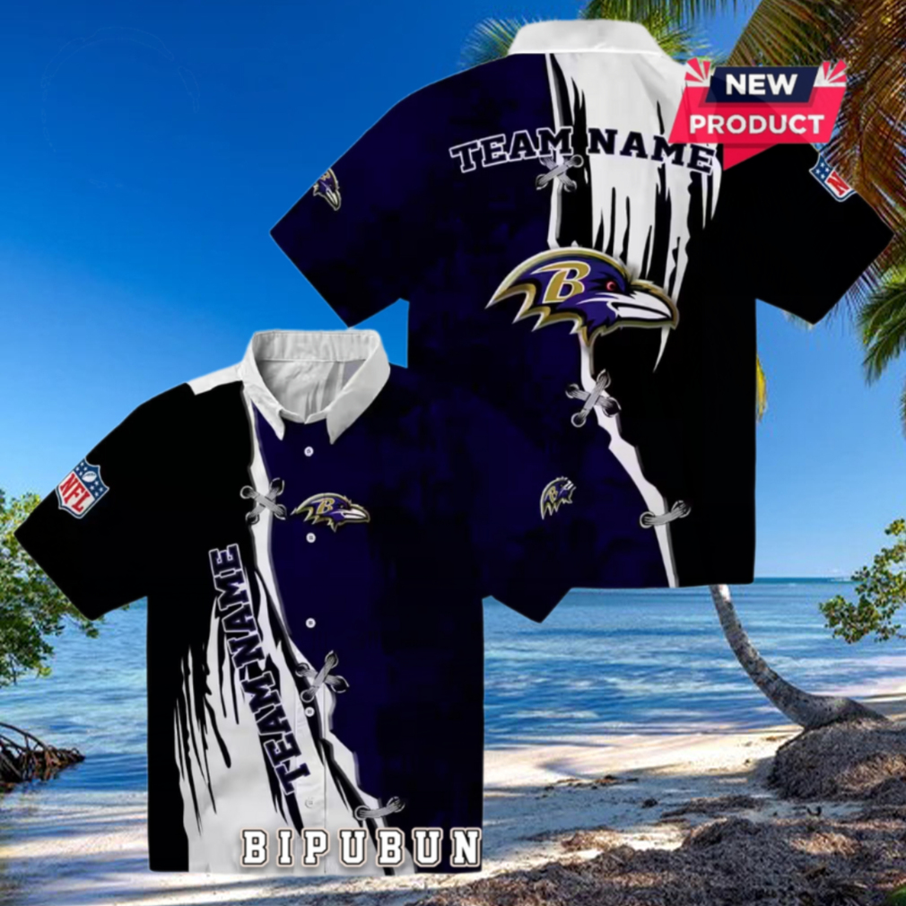 Baltimore Ravens Custom Edgy Streaks Purple Hawaiian Shirt Baltimore Ravens Custom Edgy Streaks Purple Hawaiian Shirt