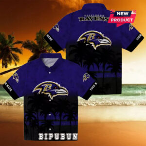 Baltimore Ravens Custom Sunset Pattern Purple Hawaiian Shirt