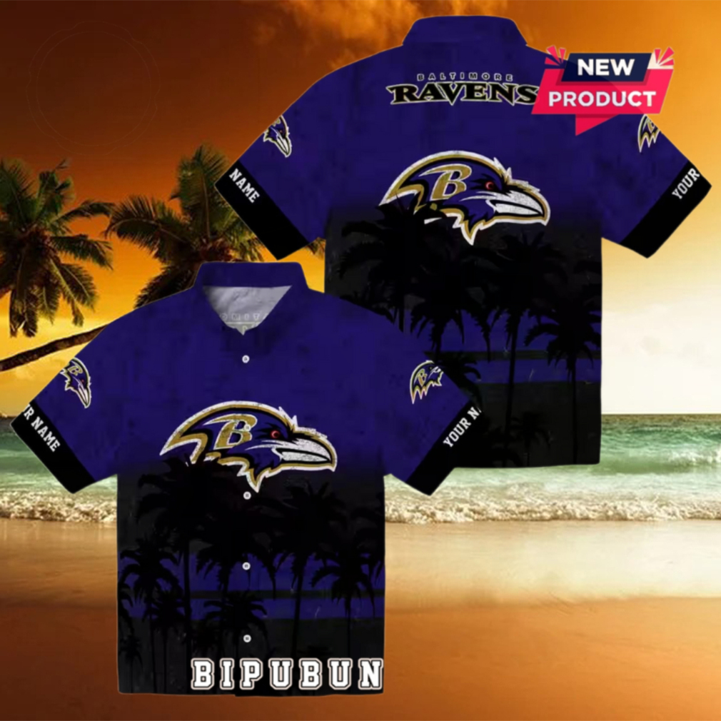 Baltimore Ravens Custom Sunset Pattern Purple Hawaiian Shirt Baltimore Ravens Custom Sunset Pattern Purple Hawaiian Shirt