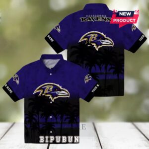 Baltimore Ravens Custom Sunset Pattern Purple Hawaiian Shirt
