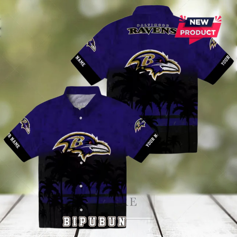 Baltimore Ravens Custom Sunset Pattern Purple Hawaiian Shirt Baltimore Ravens Custom Sunset Pattern Purple Hawaiian Shirt