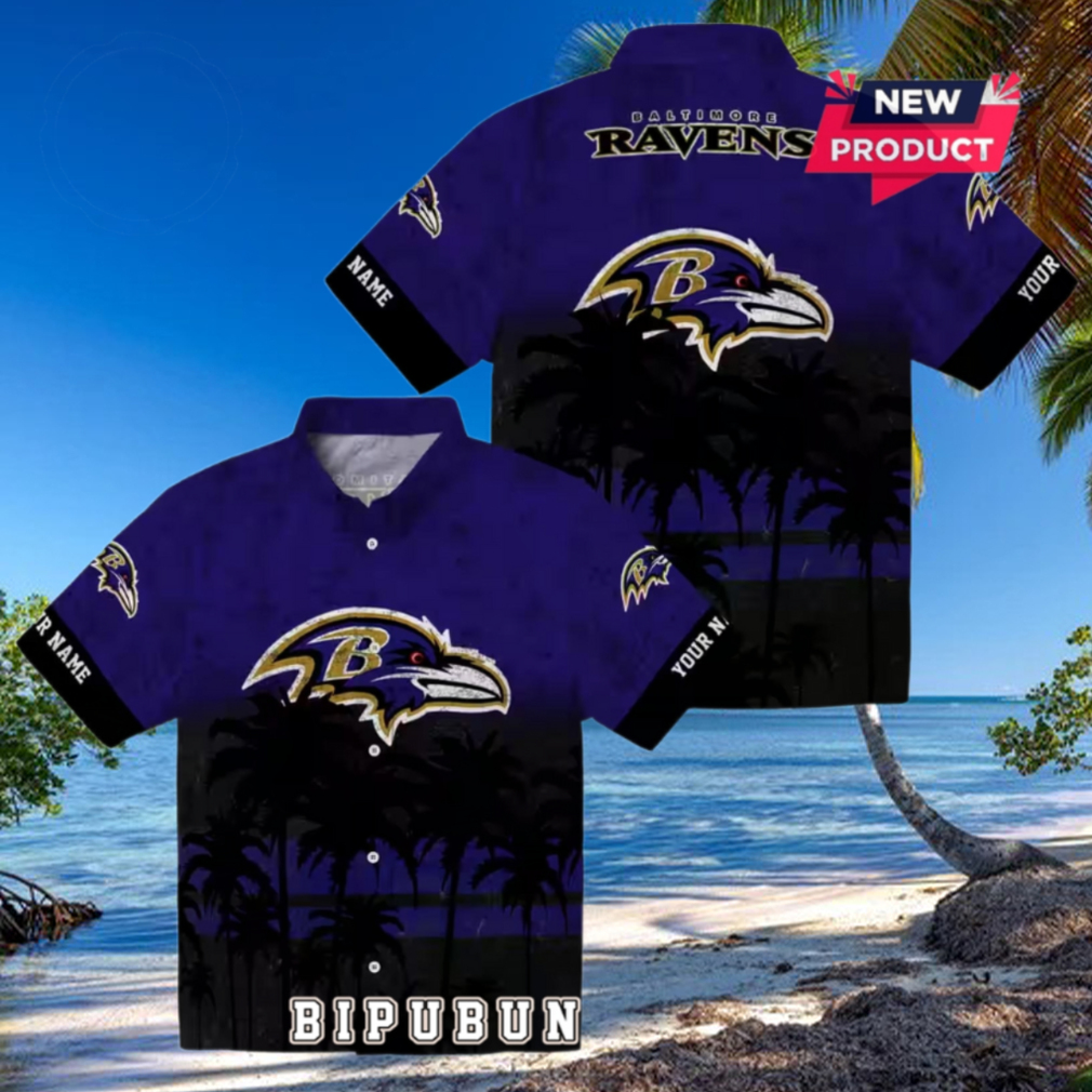 Baltimore Ravens Custom Sunset Pattern Purple Hawaiian Shirt Baltimore Ravens Custom Sunset Pattern Purple Hawaiian Shirt
