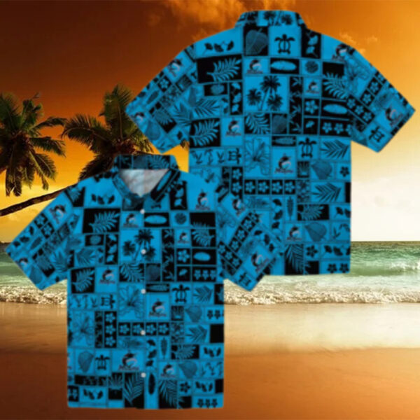 Best Miami Marlins Tropical Hawaiian Shirt   Blue & Black Patchwork Aloha Style