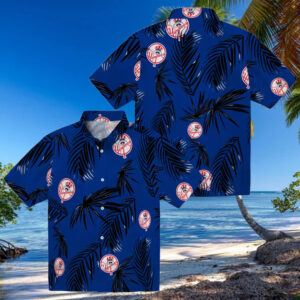Best New York Yankees Beach Hawaiian Shirt Navy Palm Leaf Summer Fan Clothing Sunflowe