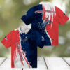 Limited Edition New York Mets Hawaiian Shirt   Palm Tree & Hibiscus Floral Blue Aloha Shirt   S