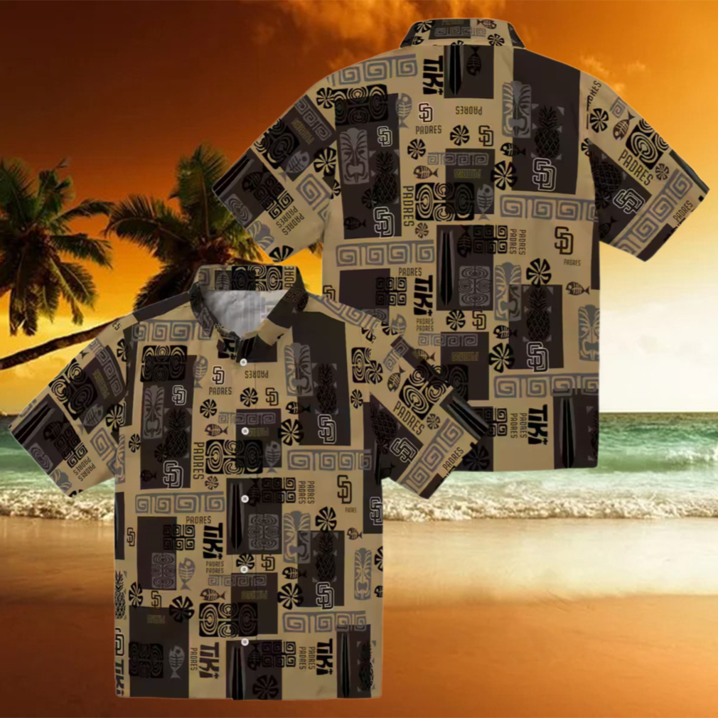 Brown San Diego Padres Hawaiian Shirt with Tribal Design Perfect for Summer & Tailgate Brown San Diego Padres Hawaiian Shirt with Tribal Design Perfect for Summer & Tailgate