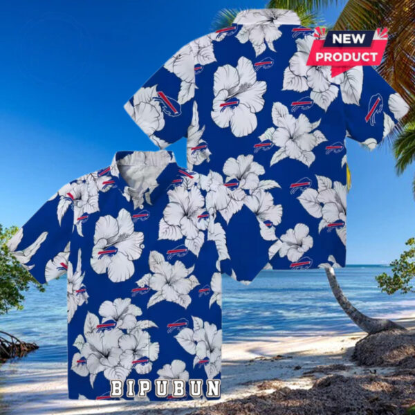 Buffalo Bills Hibiscus Blooms Hawaiian Shirt