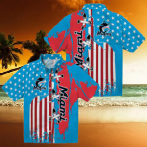 Buy Miami Marlins Stitched Flag Hawaiian Shirt   Stylish MLB Tropical Shirt for Men