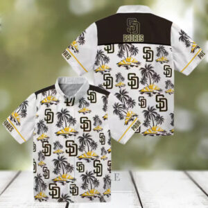 Buy San Diego Padres Brown Hawaiian Shirt with Palm Island Print Perfect for Tailgate Parties