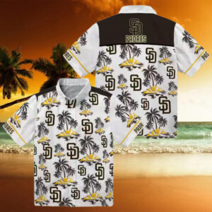 Buy San Diego Padres Brown Hawaiian Shirt with Palm Island Print Perfect for Tailgate Parties
