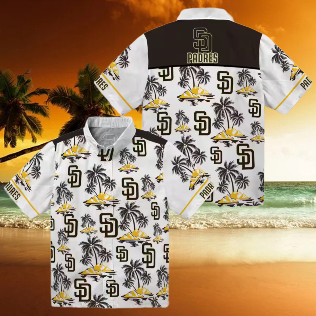 Buy San Diego Padres Brown Hawaiian Shirt with Palm Island Print Perfect for Tailgate Parties Buy San Diego Padres Brown Hawaiian Shirt with Palm Island Print Perfect for Tailgate Parties