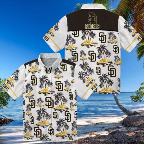 Buy San Diego Padres Brown Hawaiian Shirt with Palm Island Print   Perfect for Tailgate Parties