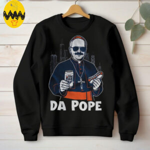 Chicago’s Pope Leo XIV Da Pope holding beer and hotdog shirt