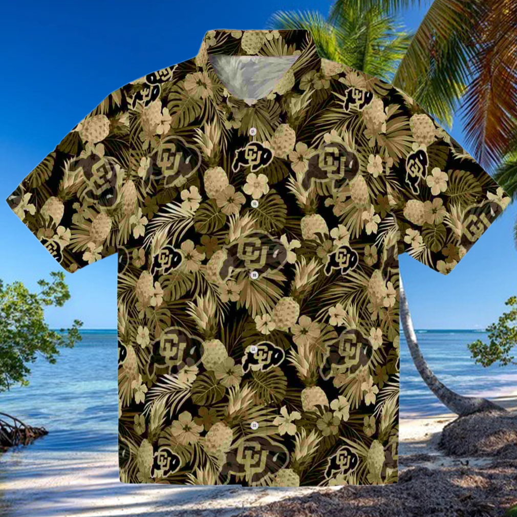 Colorado Buffaloes Floral Pineapple Gold Hawaiian Shirt Colorado Buffaloes Floral Pineapple Gold Hawaiian Shirt