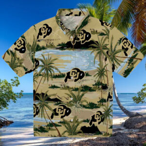 Colorado Buffaloes Palm Horizon Gold Hawaiian Shirt