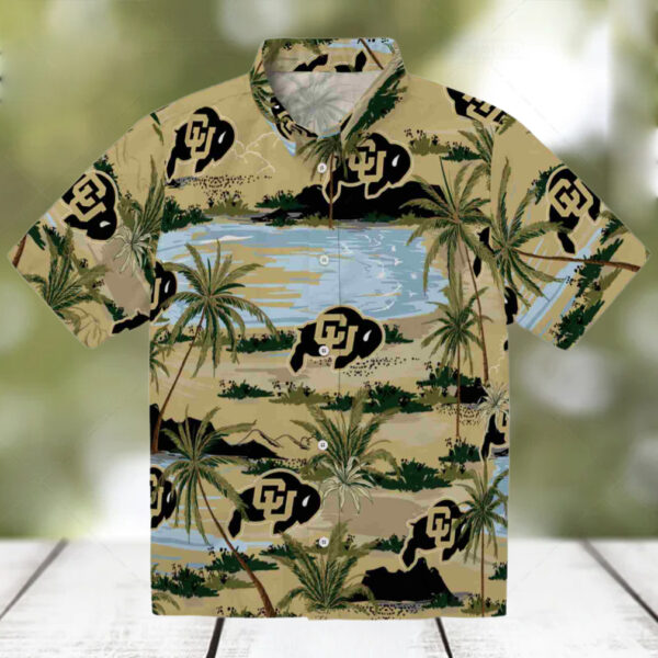 Colorado Buffaloes Palm Horizon Gold Hawaiian Shirt