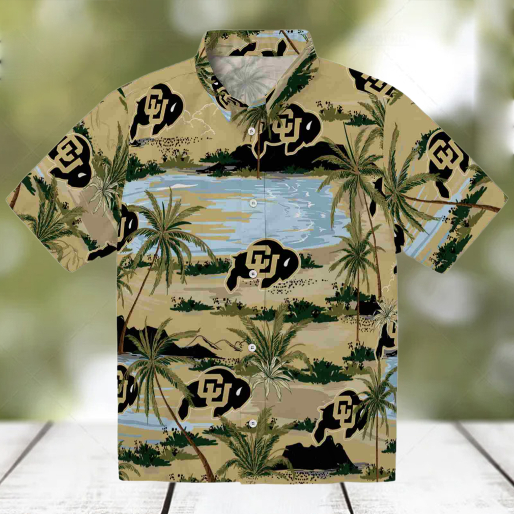 Colorado Buffaloes Palm Horizon Gold Hawaiian Shirt Colorado Buffaloes Palm Horizon Gold Hawaiian Shirt
