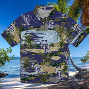 Colorado Rockies Palm Horizon Blue Hawaiian Shirt