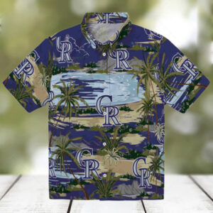 Colorado Rockies Palm Horizon Blue Hawaiian Shirt