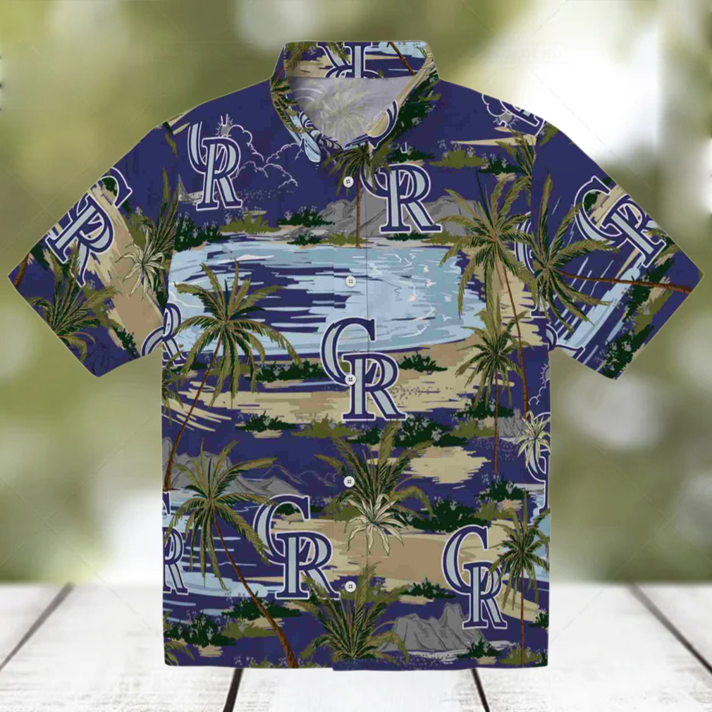 Colorado Rockies Palm Horizon Blue Hawaiian Shirt Colorado Rockies Palm Horizon Blue Hawaiian Shirt