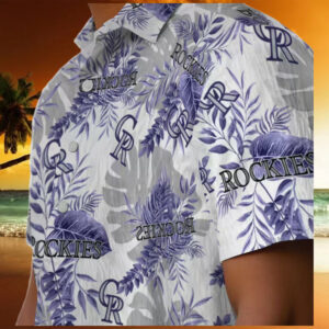 Colorado Rockies Tropical Button Up Hawaiian Shirt Blue White MLB Team Shirt for Summer Baseball Game