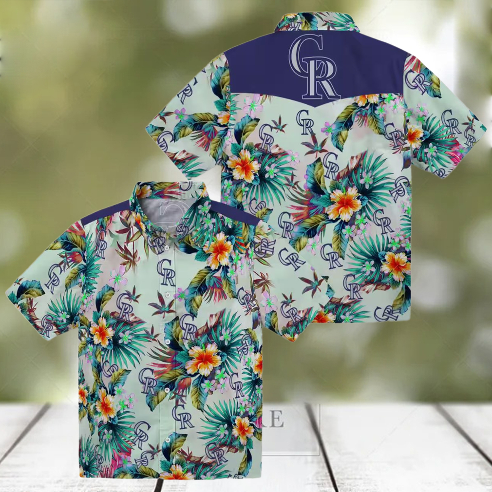 Colorado Rockies Tropical Hawaiian Shirt with Green Foliage MLB Team Beach Shirt Colorado Rockies Tropical Hawaiian Shirt with Green Foliage MLB Team Beach Shirt