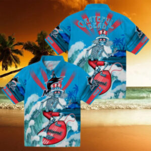 Cool Miami Marlins Baseball Hawaiian Shirt   Surfing Skeleton Design for Fans