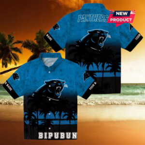 Custom Carolina Panthers Sunset Pattern Hawaiian Shirt