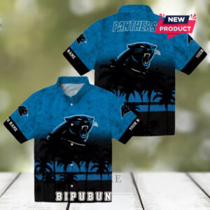 Custom Carolina Panthers Sunset Pattern Hawaiian Shirt