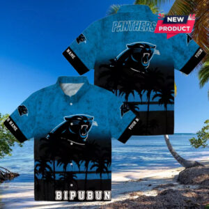 Custom Carolina Panthers Sunset Pattern Hawaiian Shirt