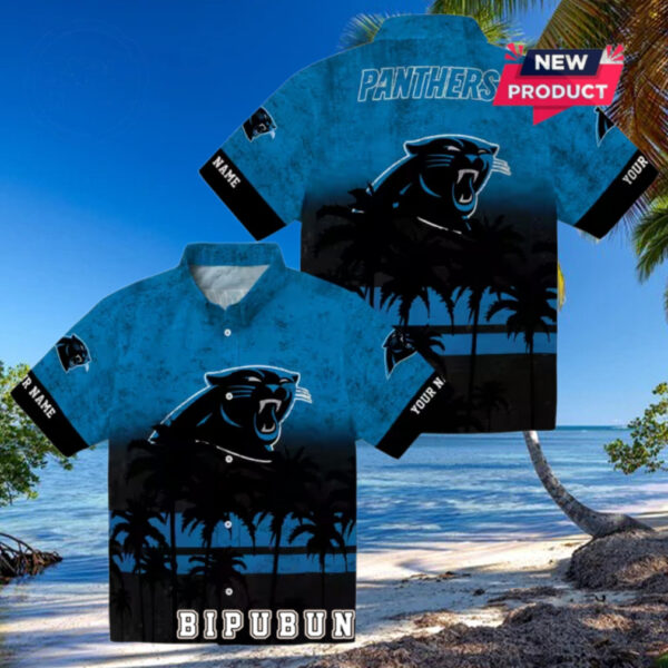 Custom Carolina Panthers Sunset Pattern Hawaiian Shirt