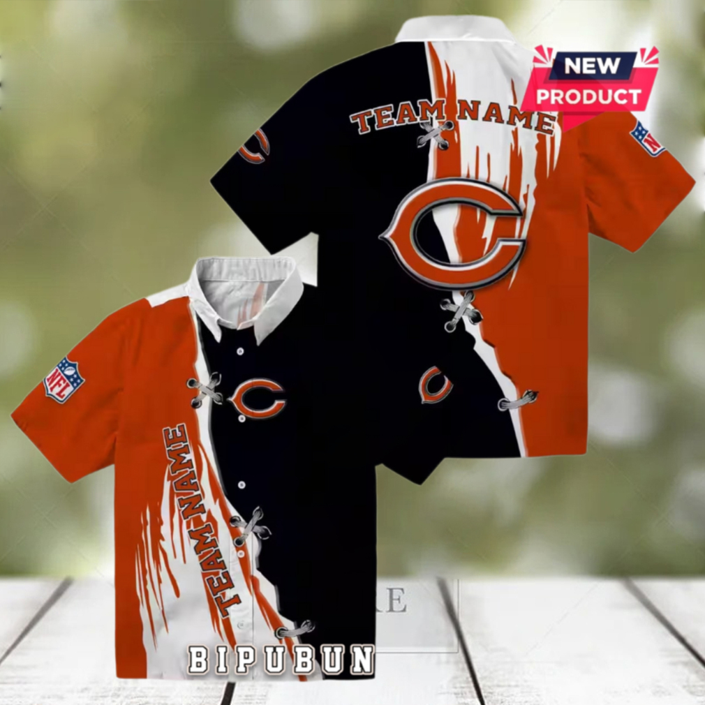 Custom Chicago Bears Edgy Streaks Hawaiian Shirt Custom Chicago Bears Edgy Streaks Hawaiian Shirt