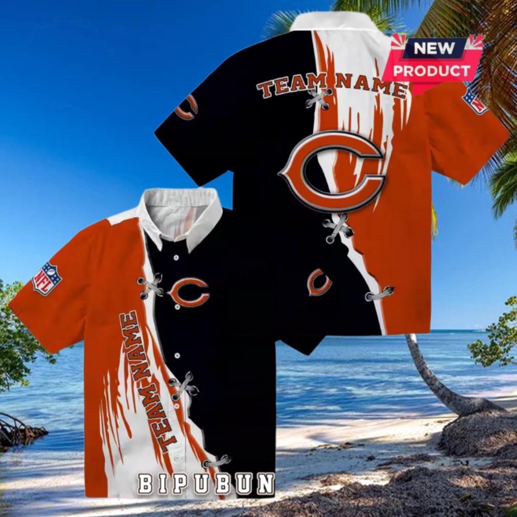 Custom Chicago Bears Edgy Streaks Hawaiian Shirt Custom Chicago Bears Edgy Streaks Hawaiian Shirt