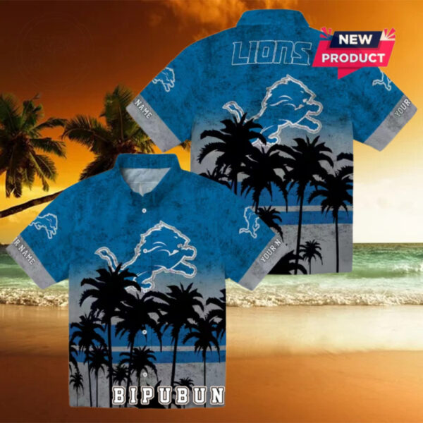 Custom Detroit Lions Sunset Style Hawaiian Shirt