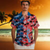 Miami Marlins Beach Short Sleeve Shirt for Men   Tropical Blue White MLB Fan Clothing   Sunflowers