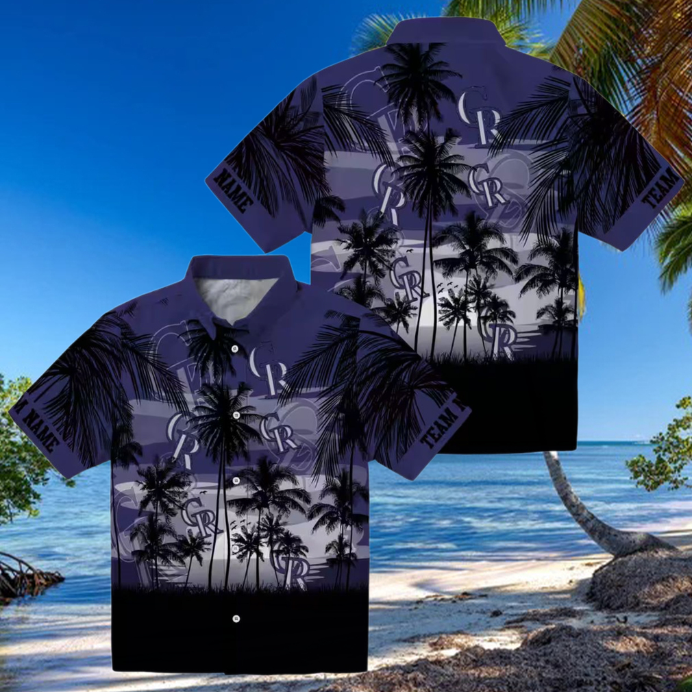 Custom MLB Colorado Rockies Hawaiian Shirt with Sunset Scene Tropical Fan Apparel for Summer Custom MLB Colorado Rockies Hawaiian Shirt with Sunset Scene Tropical Fan Apparel for Summer